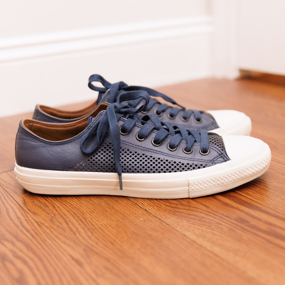 Converse John Varvatos Chuck Taylor II Navy Perforated Leather Sneakers